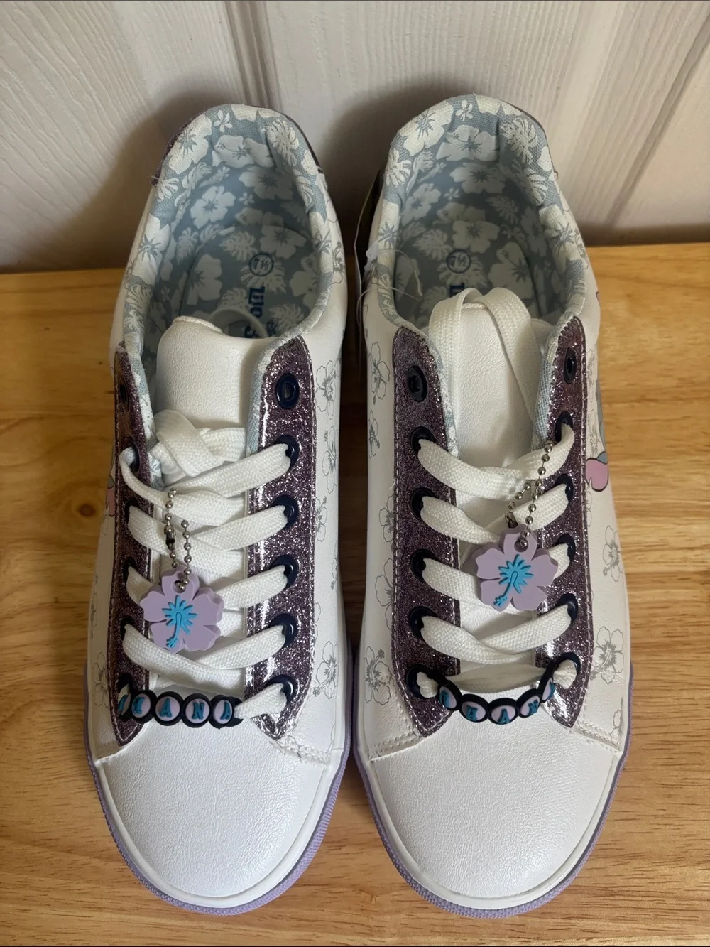 NEW Disney Ground Up White and Purple Lilo & Stitch Sneakers Size 7.5 Ohana